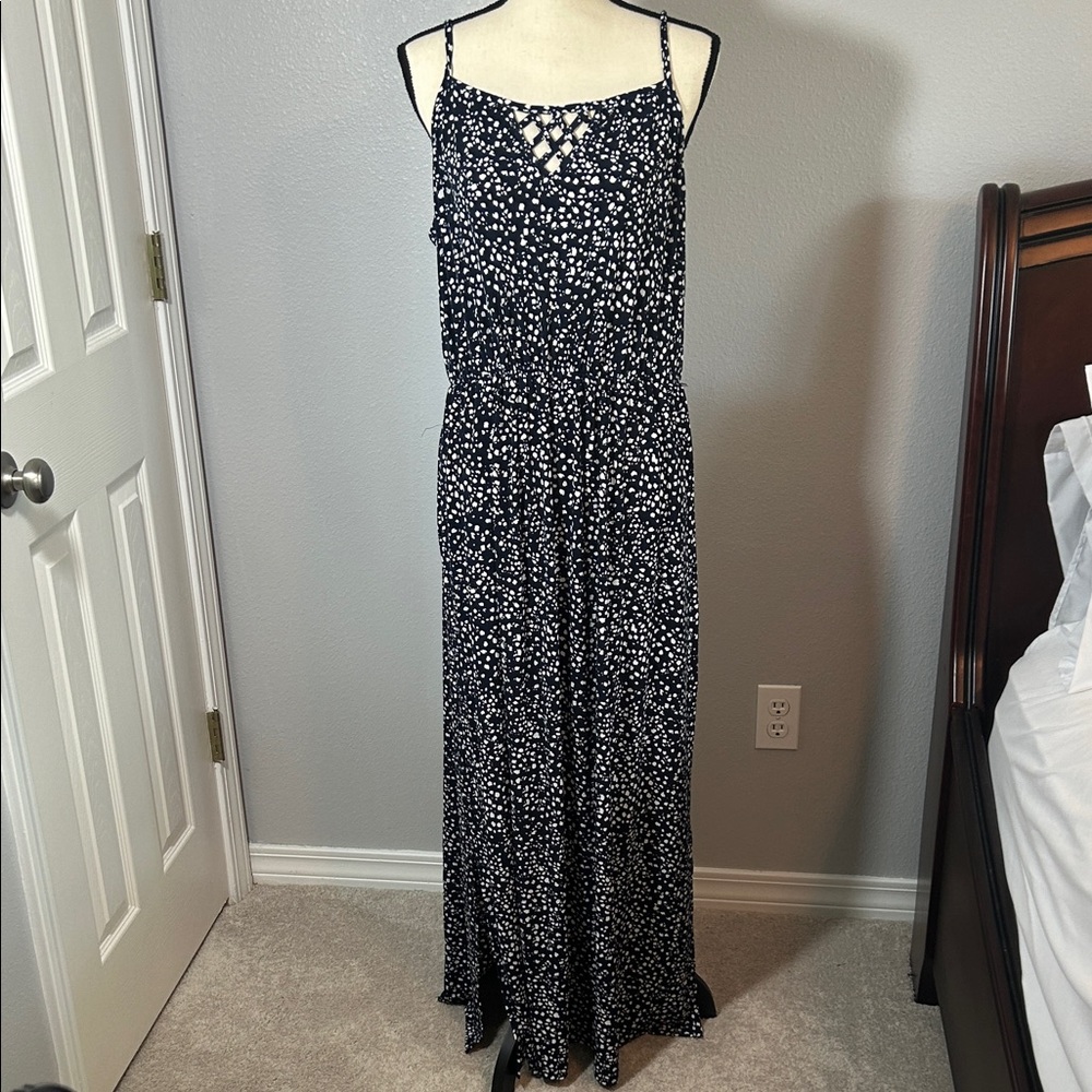 Maurices Navy and White Maxi Dress